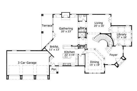 Floor Plan - Main Floor for European House Plan #411-388 - 4 bed, 4.5 bath