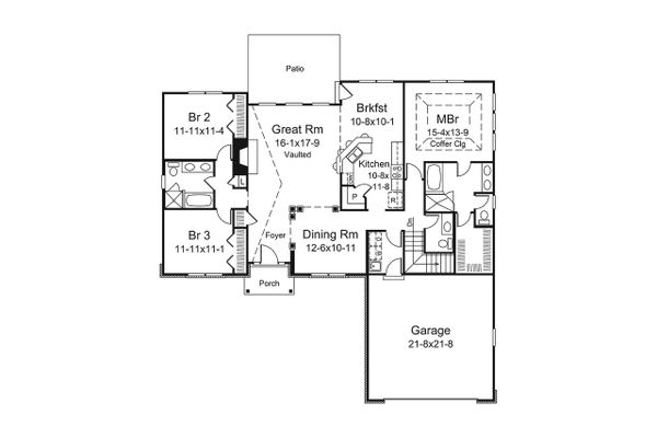 Architectural House Design - Ranch Floor Plan - Main Floor Plan #57-656