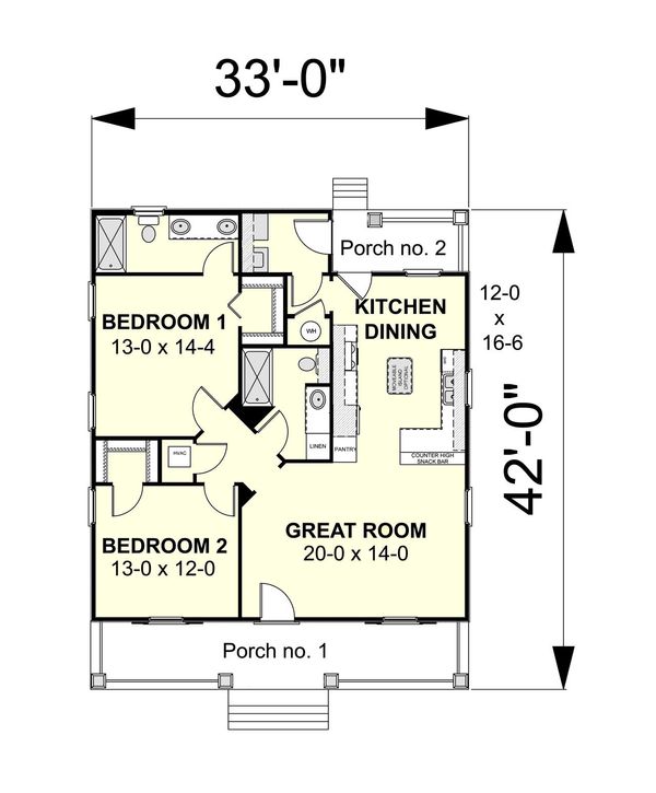 Architectural House Design - Country Floor Plan - Main Floor Plan #44-188