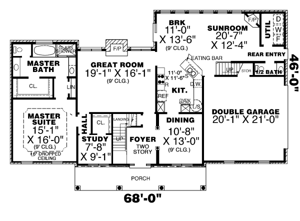 Southern Floor Plan - Main Floor Plan #34-138