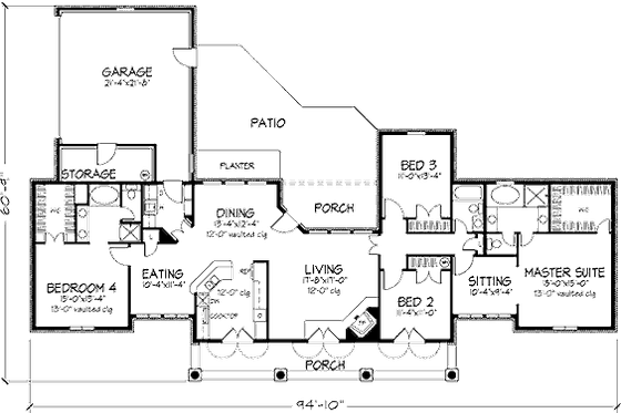 Floor Plan - Main Floor for Farmhouse House Plan #320-405 - 4 bed, 3 bath