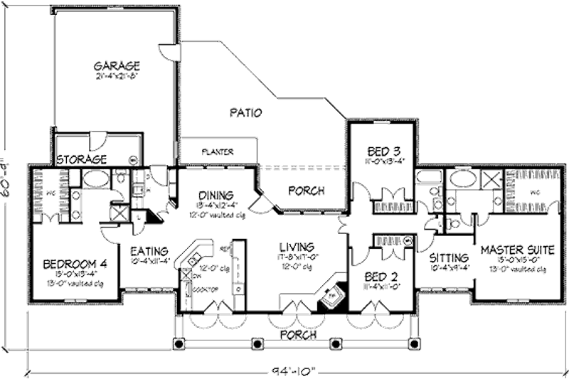 Dream House Plan - Floor Plan - Main Floor for Farmhouse House Plan #320-405 - 4 bed, 3 bath