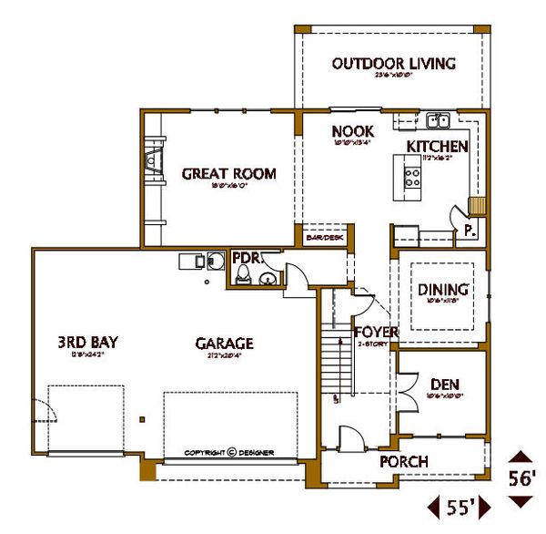 Tudor Floor Plan - Main Floor Plan #487-6