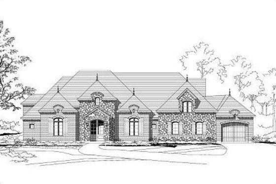 Exterior - Front Elevation for European House Plan #411-493 - 3 bed, 2.5 bath