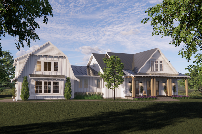 Architectural House Design - Farmhouse Exterior - Covered Porch Plan #1086-2