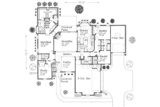 Floor Plan - Main Floor for European House Plan #310-360 - 4 bed, 3 bath