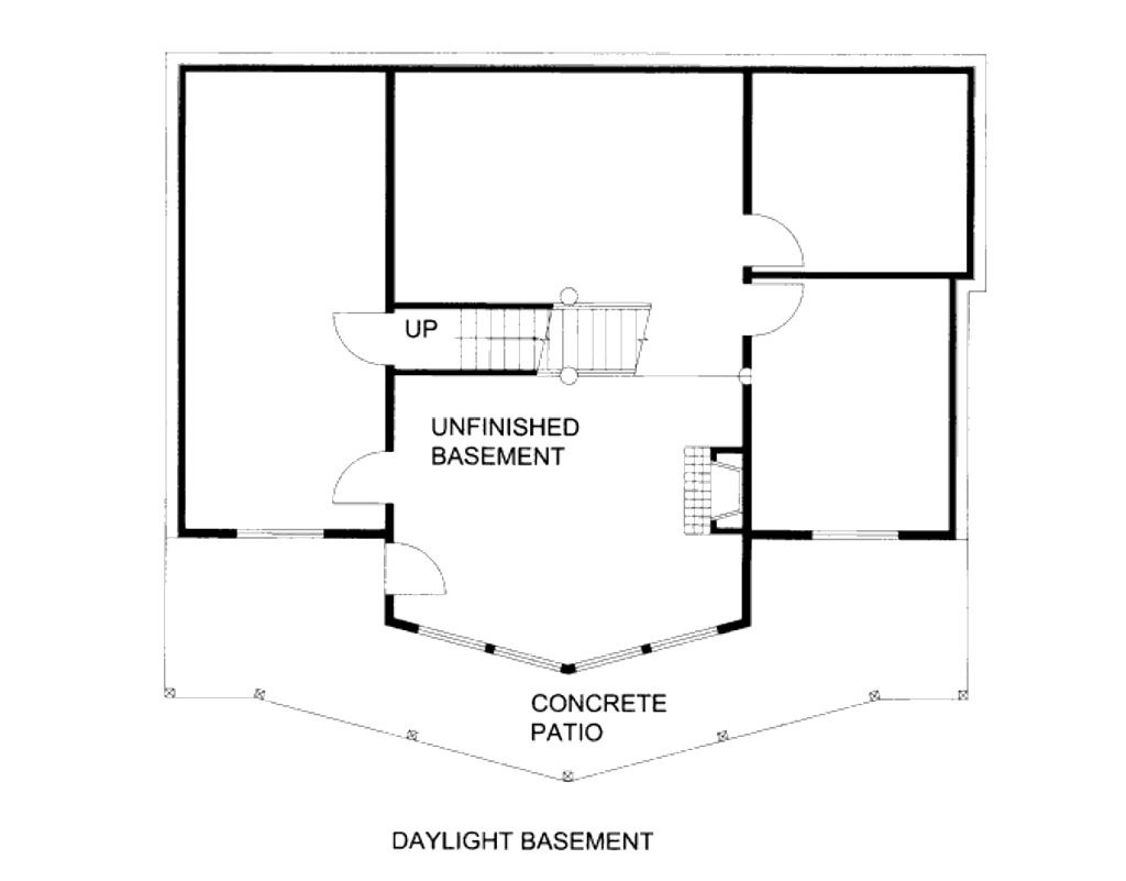 Floor Plan - Lower Floor for Craftsman House Plan #117-774 - 3 bed, 2.5 bath