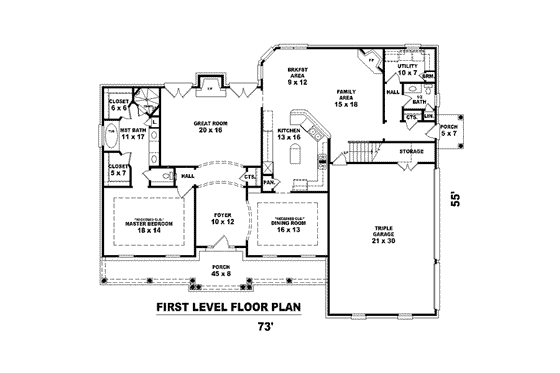 Floor Plan - Main Floor for Traditional House Plan #81-1543 - 4 bed, 3.5 bath