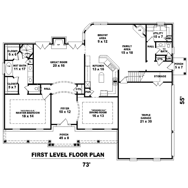 Floor Plan - Main Floor for Traditional House Plan #81-1543 - 4 bed, 3.5 bath