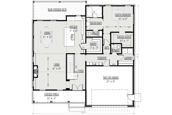 Floor Plan - Main Floor for Farmhouse House Plan #1088-14 - 4 bed, 2.5 bath