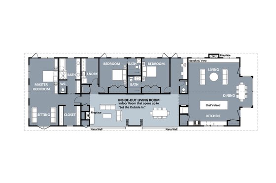 Floor Plan - Main Floor for Ranch House Plan #508-2 - 3 bed, 3.5 bath