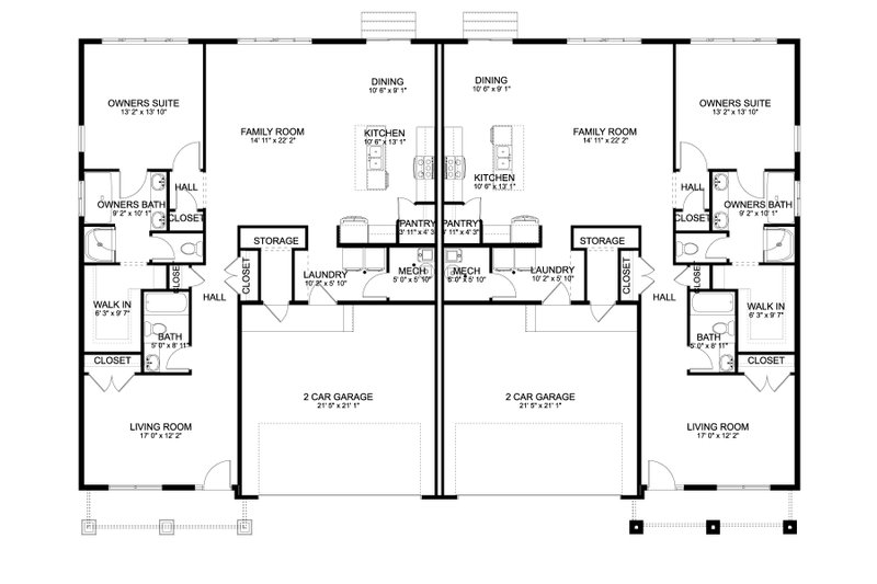 House Blueprint - Floor Plan - Main Floor for Ranch House Plan #1060-337 - 2 bed, 4 bath