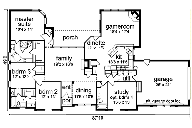 Home Plan - Floor Plan - Main Floor for European House Plan #84-251 - 3 bed, 3 bath