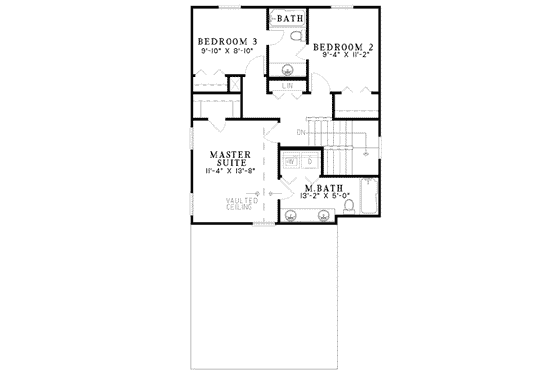 Floor Plan - Upper Floor for Traditional House Plan #17-424 - 3 bed, 2.5 bath