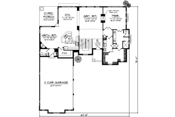 Floor Plan - Main Floor for European House Plan #70-736 - 4 bed, 3.5 bath