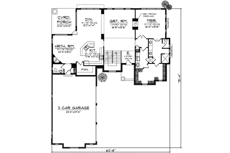 Home Plan - Floor Plan - Main Floor for European House Plan #70-736 - 4 bed, 3.5 bath