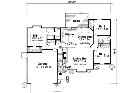 Floor Plan - Main Floor for Traditional House Plan #312-311 - 3 bed, 2 bath