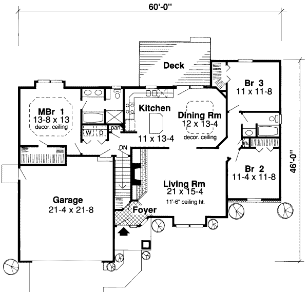 Floor Plan - Main Floor for Traditional House Plan #312-311 - 3 bed, 2 bath