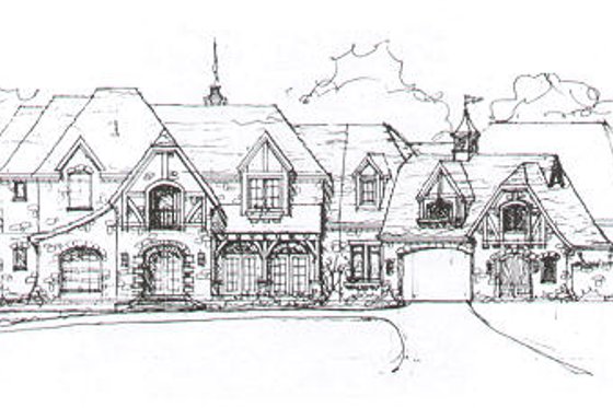 Exterior - Front Elevation for European House Plan #141-279 - 6 bed, 7.5 bath