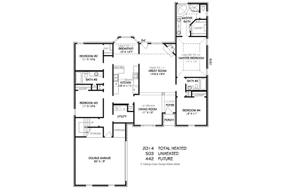 Floor Plan - Main Floor for Traditional House Plan #424-375 - 4 bed, 3 bath
