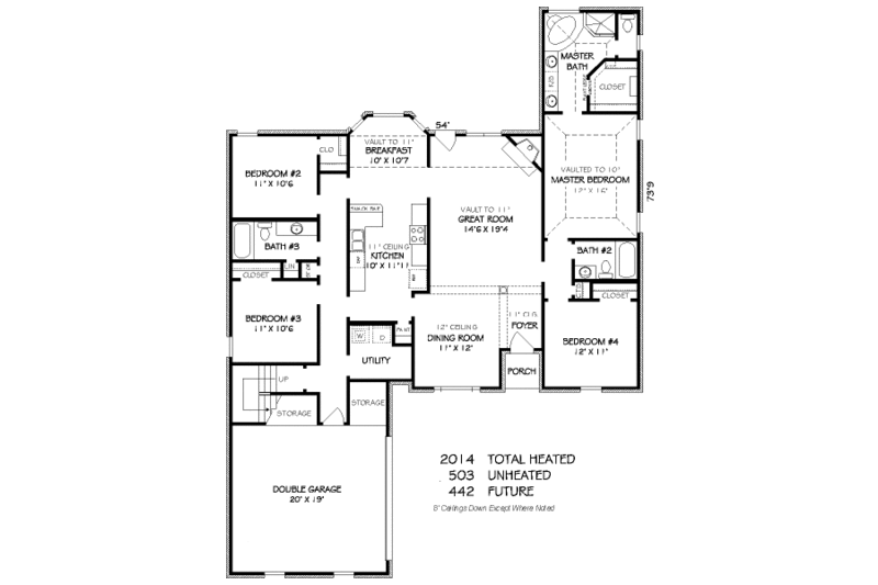 Traditional Style House Plan - 4 Beds 3 Baths 2014 Sq/Ft Plan #424-375 ...