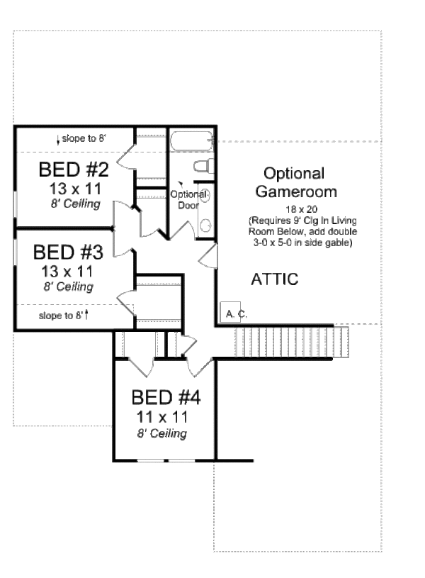 Traditional Floor Plan - Upper Floor Plan #513-13