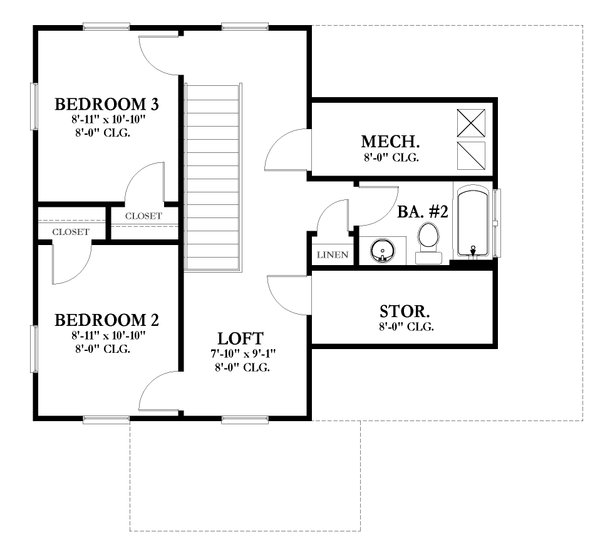 Colonial Floor Plan - Upper Floor Plan #1058-212