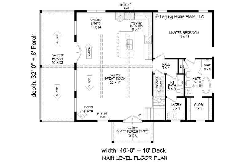 House Blueprint - Floor Plan - Main Floor for Southern House Plan #932-842 - 4 bed, 3 bath