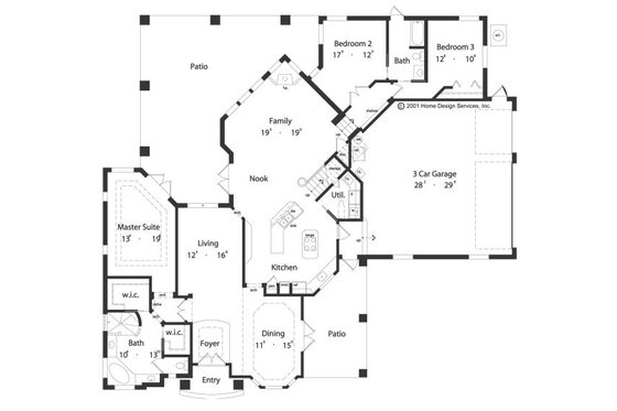 Floor Plan - Main Floor for European House Plan #417-362 - 4 bed, 3 bath