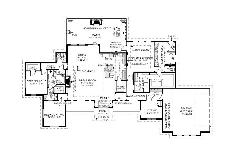House Design - Floor Plan - Main Floor for Farmhouse House Plan #1104-1 - 4 bed, 2.5 bath