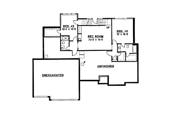 Floor Plan - Lower Floor for European House Plan #67-192 - 4 bed, 5 bath