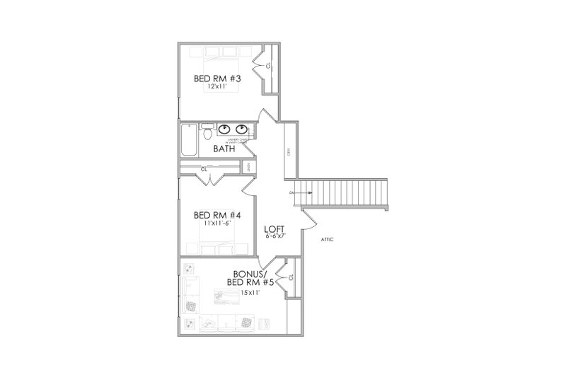Dream House Plan - Floor Plan - Upper Floor for Traditional House Plan #1098-15 - 5 bed, 3 bath