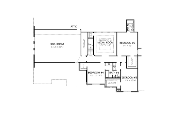 Floor Plan - Upper Floor for European House Plan #424-213 - 5 bed, 5 bath