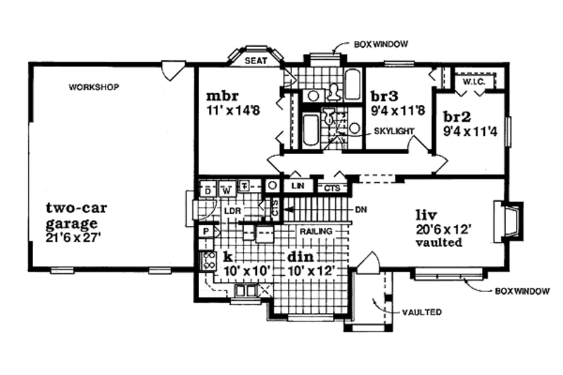 Craftsman Style House Plan - 3 Beds 2 Baths 1282 Sq Ft Plan #47-327 