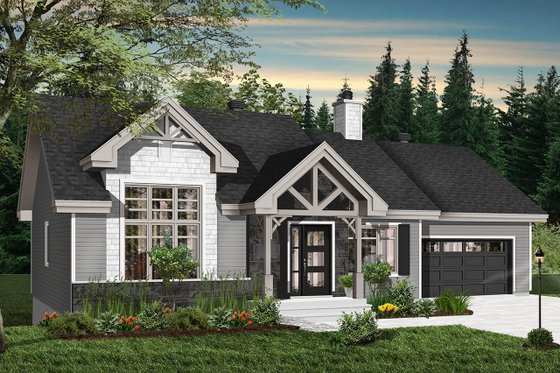 Exterior - Front Elevation 4 for Ranch House Plan #23-2665 - 2 bed, 1 bath