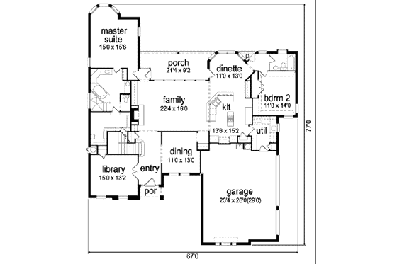 Floor Plan - Main Floor for European House Plan #84-289 - 4 bed, 3 bath