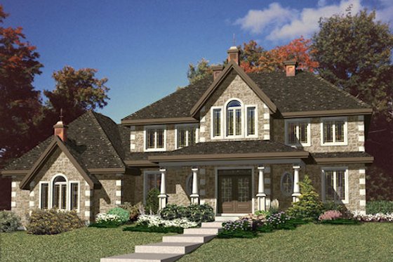 Exterior - Front Elevation for European House Plan #138-338 - 4 bed, 2.5 bath
