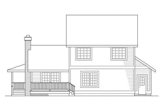 Exterior - Rear Elevation for Country House Plan #124-151 - 3 bed, 2.5 bath