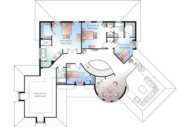Home Plan - Floor Plan - Upper Floor for European House Plan #23-843 - 6 bed, 3.5 bath