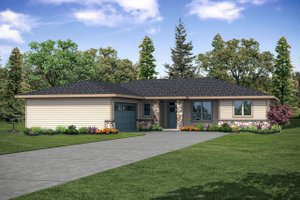 Ranch Exterior - Front Elevation Plan #124-1146