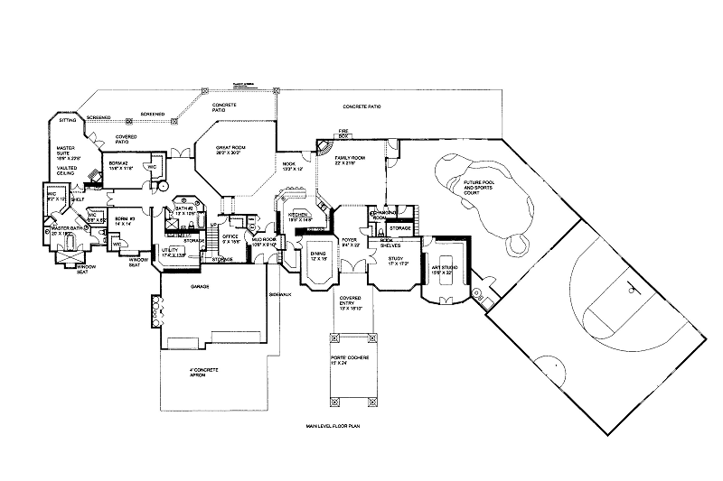 Dream House Plan - Floor Plan - Main Floor for Craftsman House Plan #117-699 - 5 bed, 3 bath