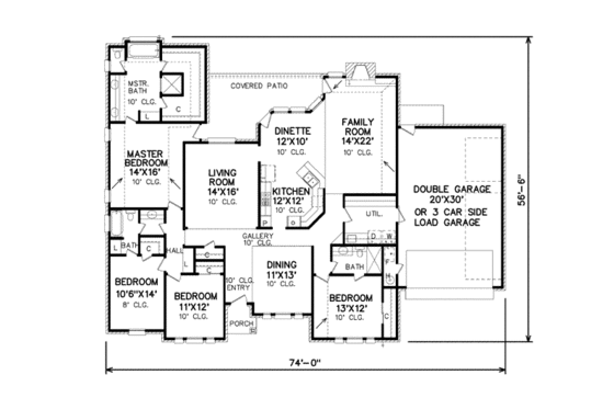 Floor Plan - Main Floor for Traditional House Plan #65-148 - 4 bed, 3 bath