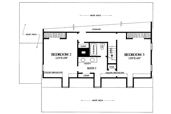 Floor Plan - Upper Floor for Southern House Plan #137-237 - 4 bed, 3 bath