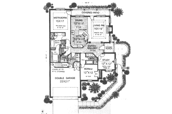 Floor Plan - Main Floor for Tudor House Plan #310-481 - 2 bed, 2 bath