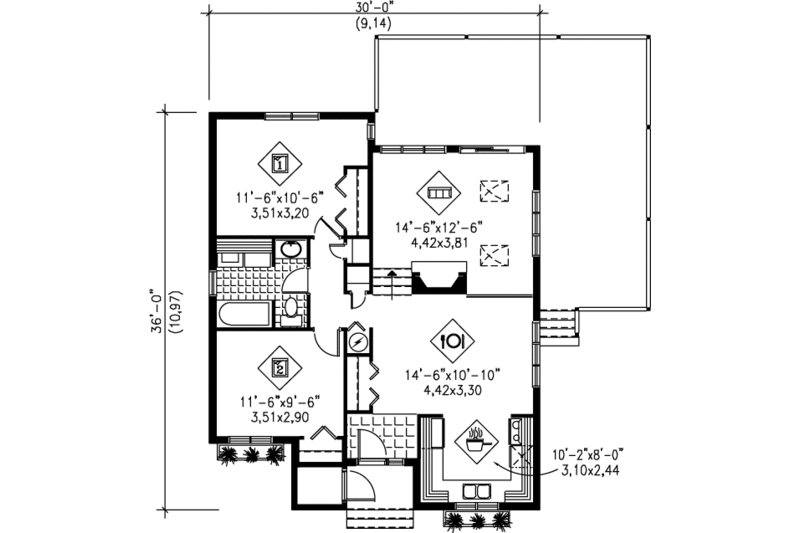 Cabin Style House Plan - 2 Beds 1 Baths 946 Sq/Ft Plan #25-1119 ...