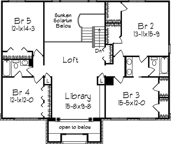 European Floor Plan - Upper Floor Plan #57-136