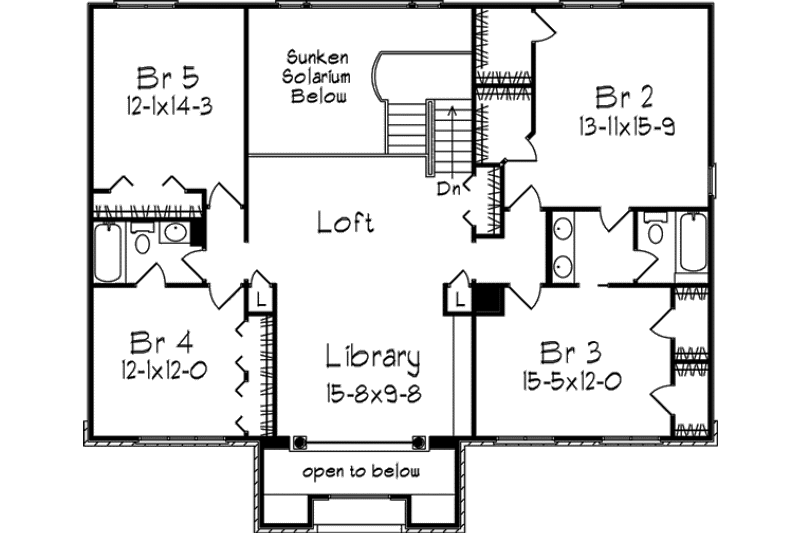 Home Plan - Floor Plan - Upper Floor for European House Plan #57-136 - 5 bed, 3.5 bath