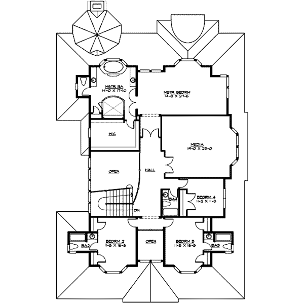 Colonial Floor Plan - Upper Floor Plan #132-172