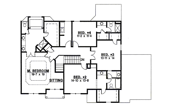 Traditional Floor Plan - Upper Floor Plan #67-818