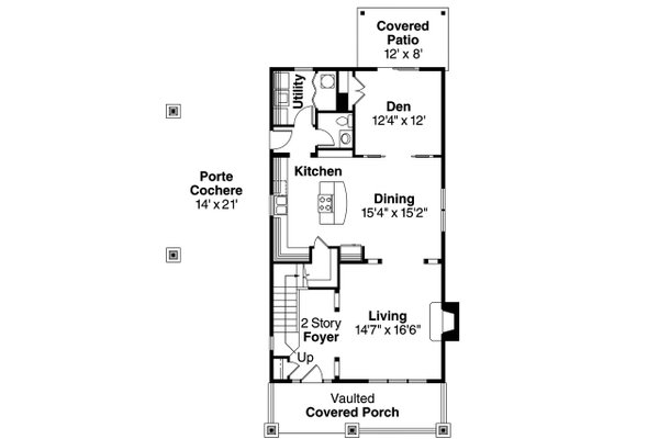 Architectural House Design - Craftsman Floor Plan - Main Floor Plan #124-618